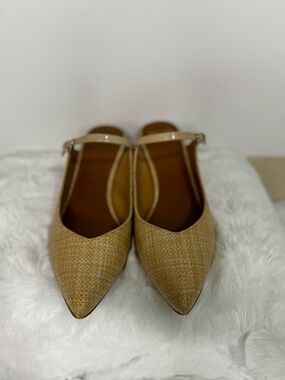 Donald J. Pliner Tan Woven Pointed-Toe Slingback Flats